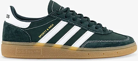 Womens Dark Green White Gum Handball Spezial x Sporty & Rich Suede Low-Top Trainers 5.5