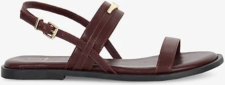Womens Dark Red Leather Litton Leather Flat Sandals Eur 38/5 Uk Women