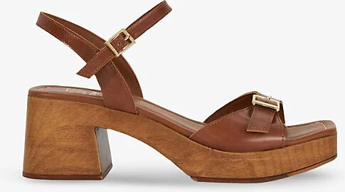 Womens Dark Tan Leather Jeane Leather Heeled Sandals Eur 41 / 8 Uk Women