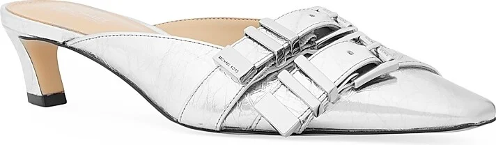 Women's Darrington 45MM Leather Mules - Silver - Size 6.5 - Image 2