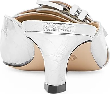 Women's Darrington 45MM Leather Mules - Silver - Size 6.5 - Image 3