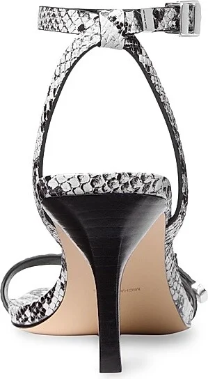 Women's Darrington 75MM Snake-Embossed Leather Stiletto Sandals - Aluminum - Size 5.5 - Image 3
