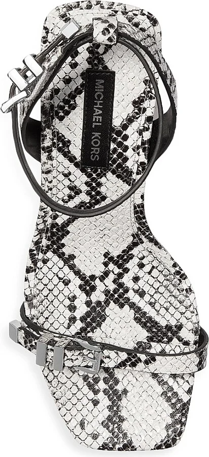 Women's Darrington 75MM Snake-Embossed Leather Stiletto Sandals - Aluminum - Size 5.5 - Image 4