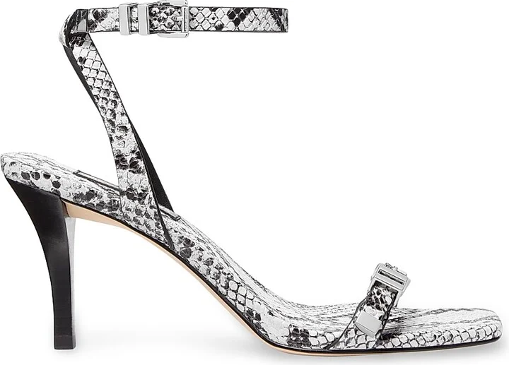 Women's Darrington 75MM Snake-Embossed Leather Stiletto Sandals - Aluminum - Size 5.5