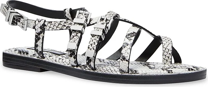 Women's Darrington Snake-Embossed Leather Sandals - Aluminum - Size 6 - Image 2