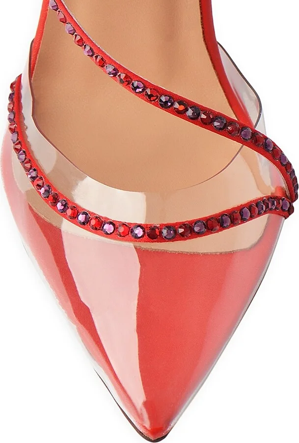 Women's Dassy Sunset 2 Crystal-Embellished PVC Pumps - Red - Size 6 - Image 4