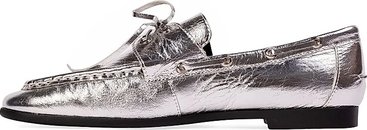 Women's Davy Metallic Boat Loafers - Gold Crinkled Leather - Size 5 - Image 10