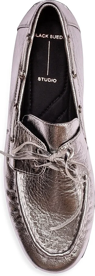 Women's Davy Metallic Boat Loafers - Gold Crinkled Leather - Size 5 - Image 11