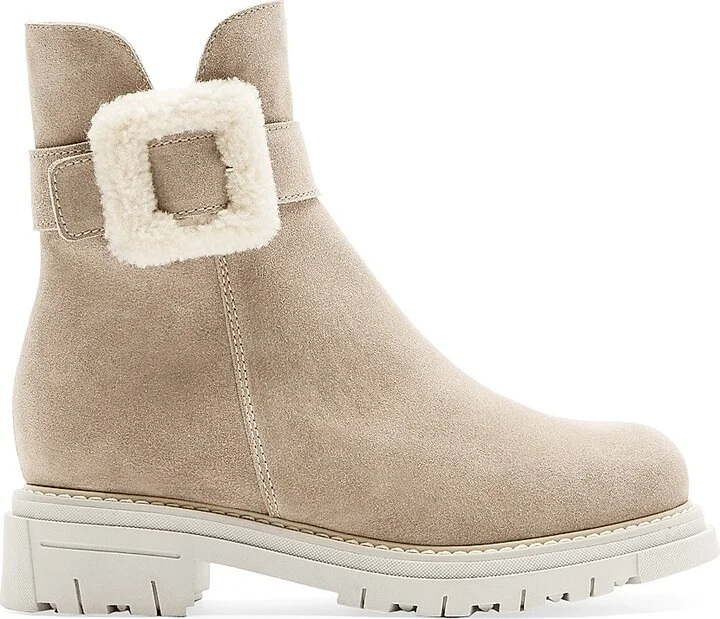 Women's Dax 40MM Shearling-Trimmed Booties - Biscotti - Size 5