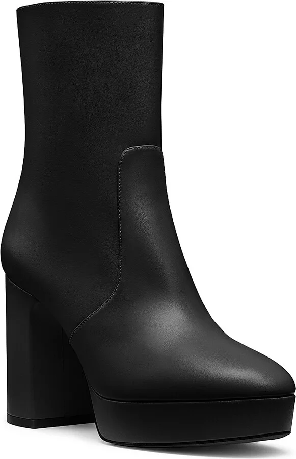 Women's Dayna 100MM Leather Platform Booties - Black - Size 10 - Image 2