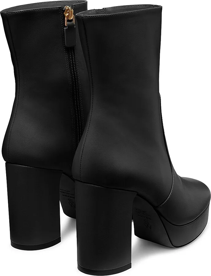 Women's Dayna 100MM Leather Platform Booties - Black - Size 10 - Image 3