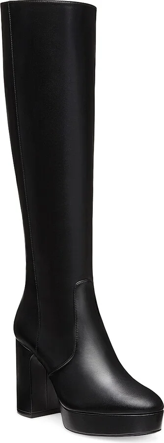 Women's Dayna 100MM Leather Platform Boots - Black - Size 10 - Image 2