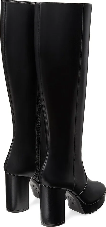 Women's Dayna 100MM Leather Platform Boots - Black - Size 10 - Image 3