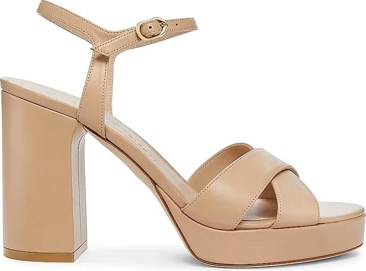 Women's Dayna 100MM Leather Platform Sandals - Adobe - Size 10