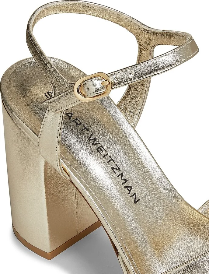 Women's Dayna 100MM Metallic Leather Platform Sandals - Light Gold - Size 10 - Image 5