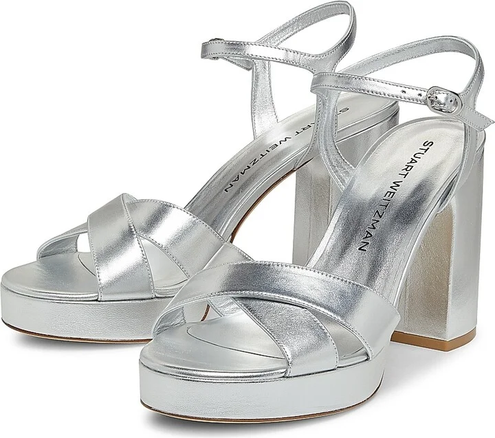 Women's Dayna 100MM Metallic Leather Platform Sandals - Light Gold - Size 10 - Image 6