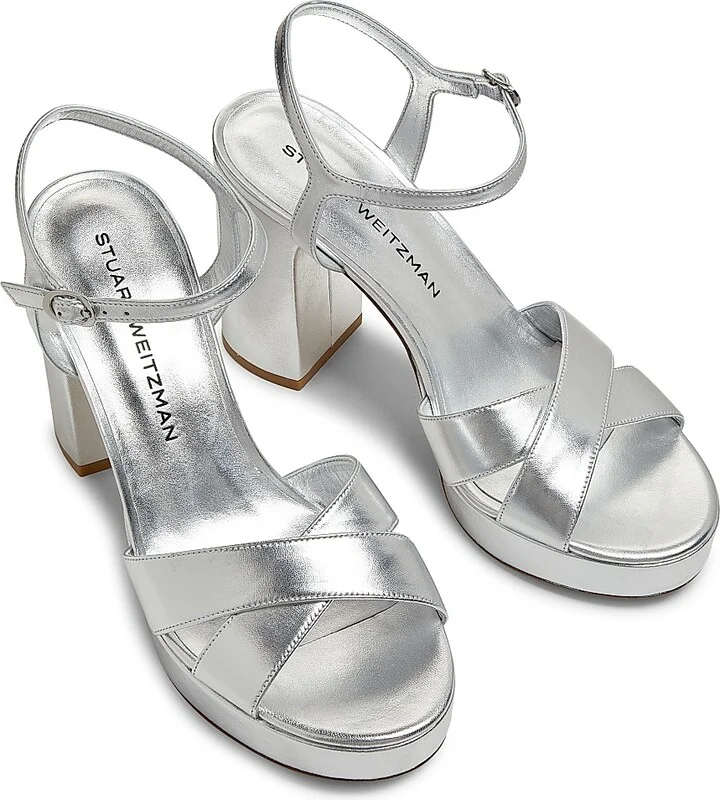 Women's Dayna 100MM Metallic Leather Platform Sandals - Light Gold - Size 10 - Image 8