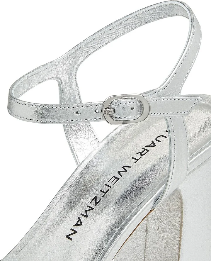 Women's Dayna 100MM Metallic Leather Platform Sandals - Light Gold - Size 10 - Image 9
