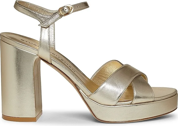 Women's Dayna 100MM Metallic Leather Platform Sandals - Light Gold - Size 10