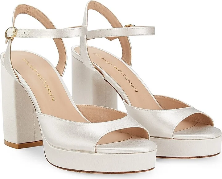 Women's Dayna 100MM Satin Platform Sandals - Cream - Size 11 - Image 2