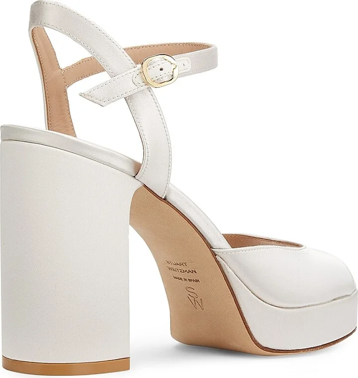 Women's Dayna 100MM Satin Platform Sandals - Cream - Size 11 - Image 3