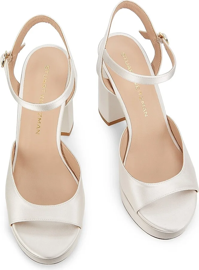 Women's Dayna 100MM Satin Platform Sandals - Cream - Size 11 - Image 4