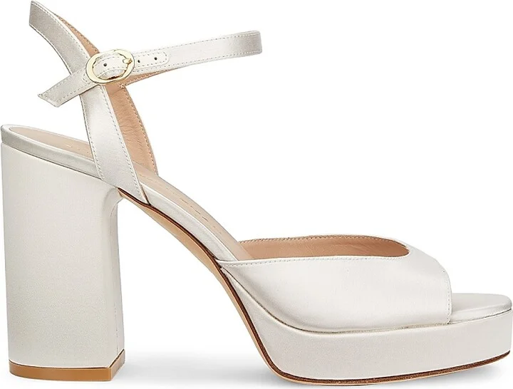 Women's Dayna 100MM Satin Platform Sandals - Cream - Size 11