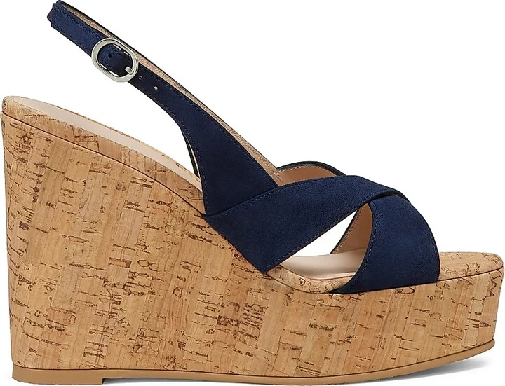 Women's Dayna 100MM Slingback Suede Sandals - Nice Blue - Size 10