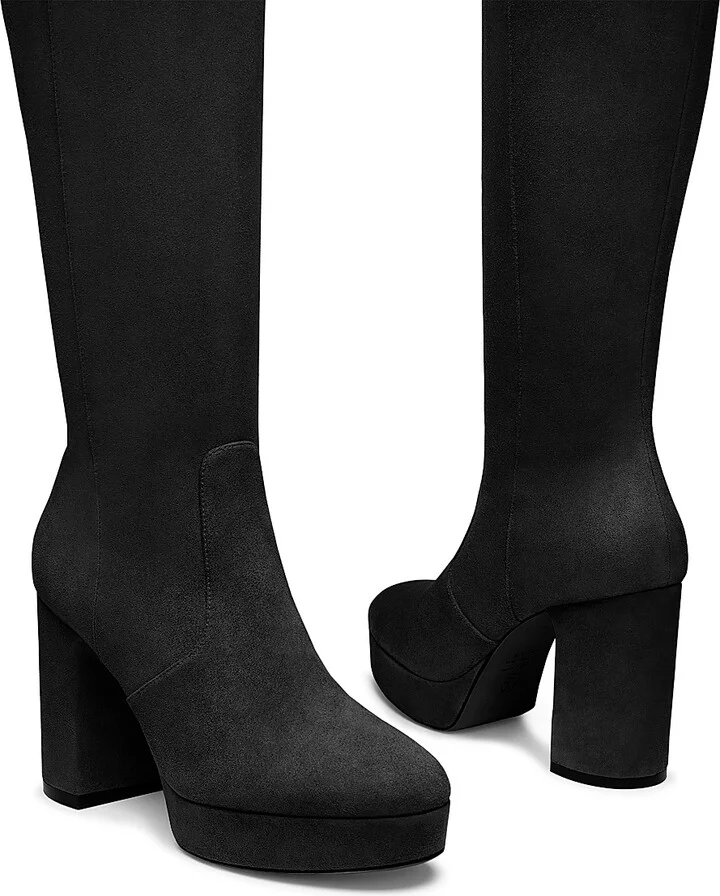 Women's Dayna 100MM Suede Platform Boots - Black - Size 10 - Image 4