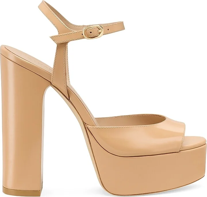 Women's Dayna 130MM Patent Leather Platform Sandals - Adobe - Size 10