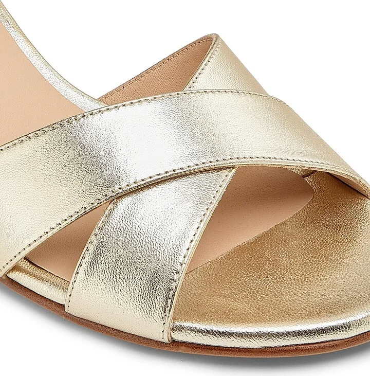 Women's Dayna 50MM Metallic Leather Wedge Sandals - Light Gold - Size 5 - Image 6