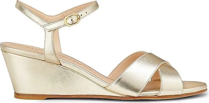 Women's Dayna 50MM Metallic Leather Wedge Sandals - Light Gold - Size 5