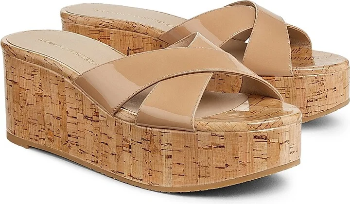 Women's Dayna 65MM Patent Leather Cork Wedge Sandals - Adobe - Size 10 - Image 2
