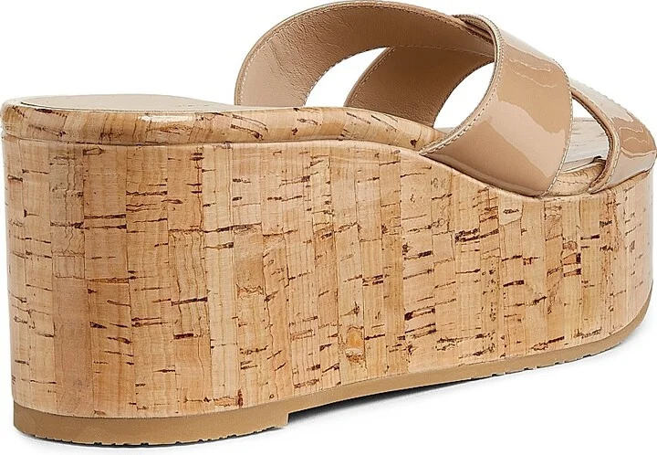 Women's Dayna 65MM Patent Leather Cork Wedge Sandals - Adobe - Size 10 - Image 3