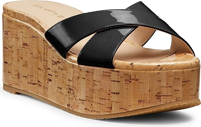 Women's Dayna 65MM Patent Leather Cork Wedge Sandals - Adobe - Size 10 - Image 7