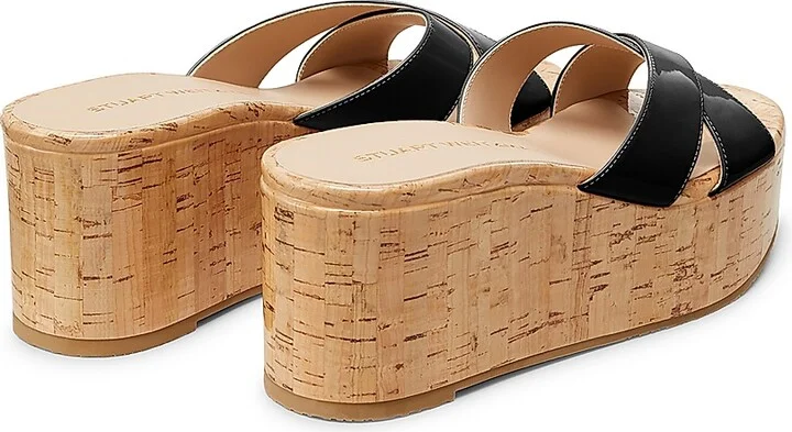 Women's Dayna 65MM Patent Leather Cork Wedge Sandals - Adobe - Size 10 - Image 8