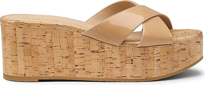 Women's Dayna 65MM Patent Leather Cork Wedge Sandals - Adobe - Size 10