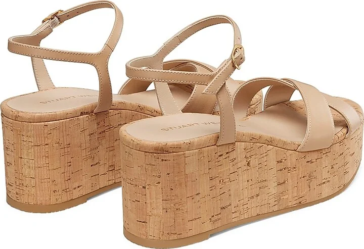 Women's Dayna 65MM Wedge Leather Sandals - Adobe - Size 10 - Image 3