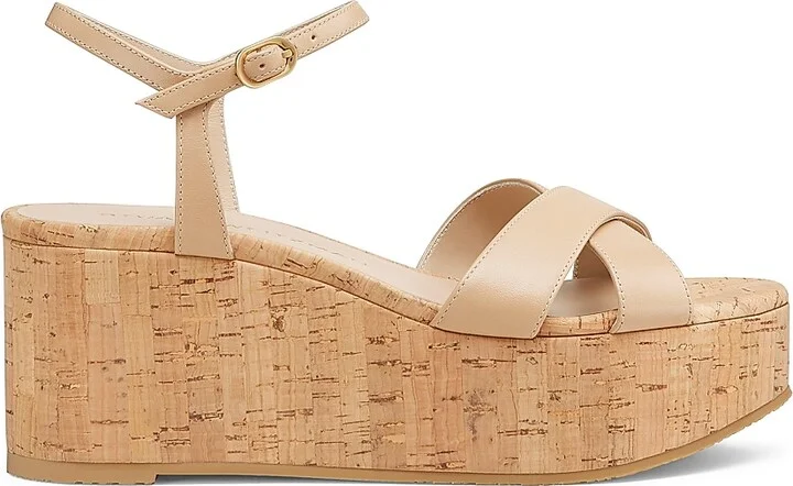 Women's Dayna 65MM Wedge Leather Sandals - Adobe - Size 10