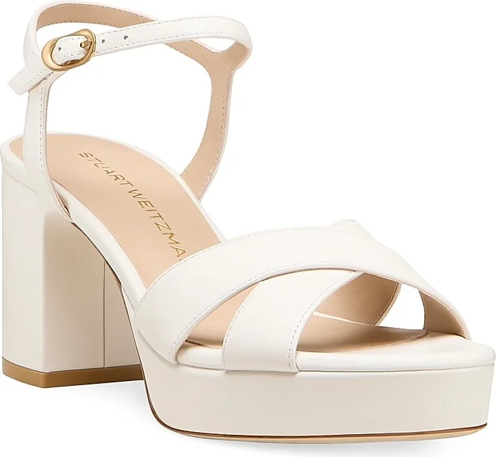 Women's Dayna 80MM Leather Platform Sandals - Cream - Size 10 - Image 2