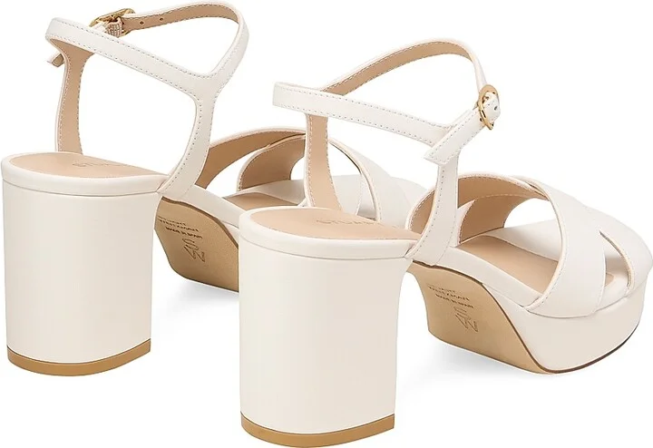 Women's Dayna 80MM Leather Platform Sandals - Cream - Size 10 - Image 3