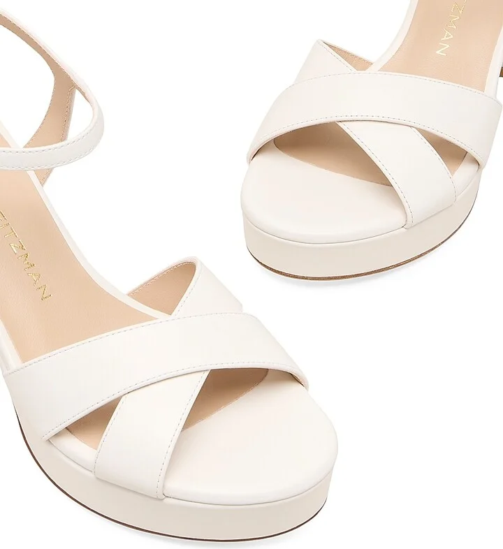 Women's Dayna 80MM Leather Platform Sandals - Cream - Size 10 - Image 4