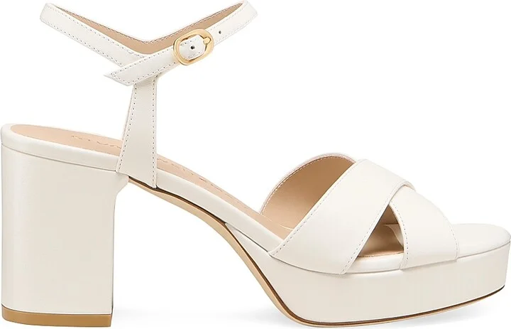 Women's Dayna 80MM Leather Platform Sandals - Cream - Size 10