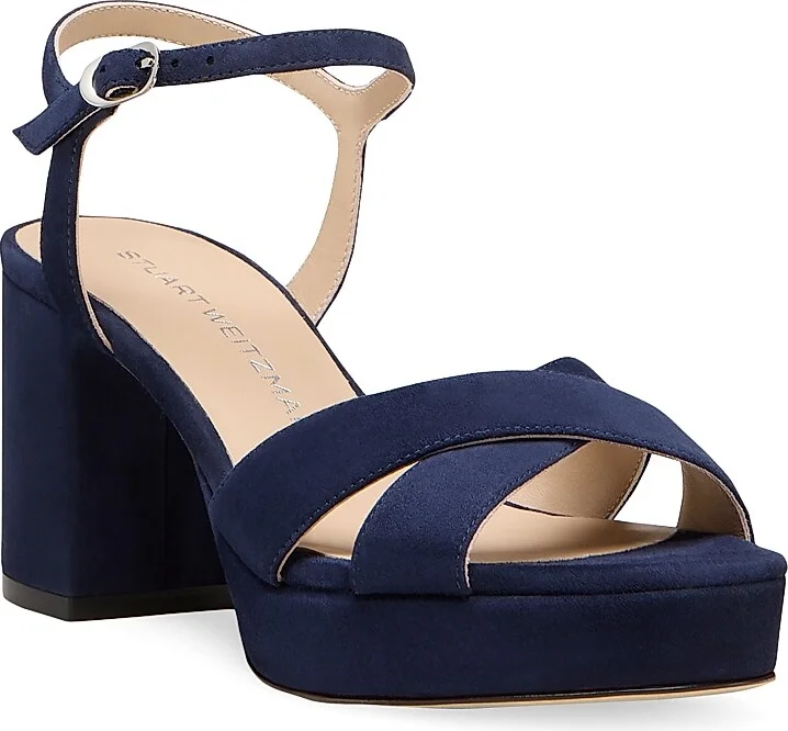 Women's Dayna 80MM Leather Platform Sandals - Nice Blue - Size 6.5 - Image 2