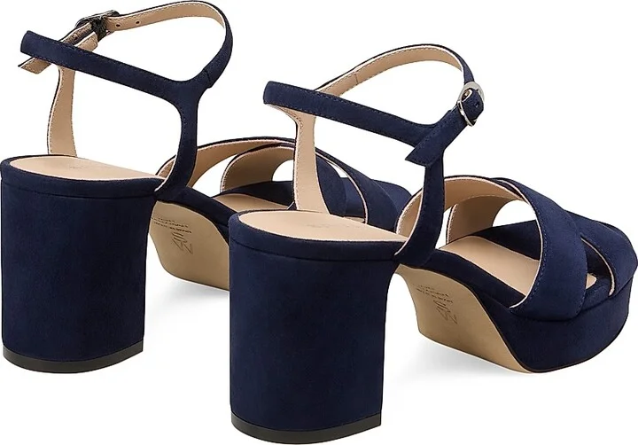 Women's Dayna 80MM Leather Platform Sandals - Nice Blue - Size 6.5 - Image 3