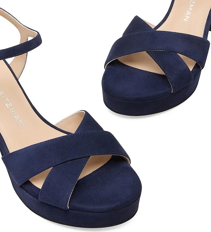 Women's Dayna 80MM Leather Platform Sandals - Nice Blue - Size 6.5 - Image 4