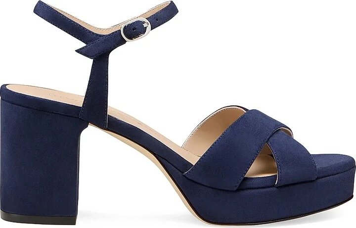 Women's Dayna 80MM Leather Platform Sandals - Nice Blue - Size 6.5
