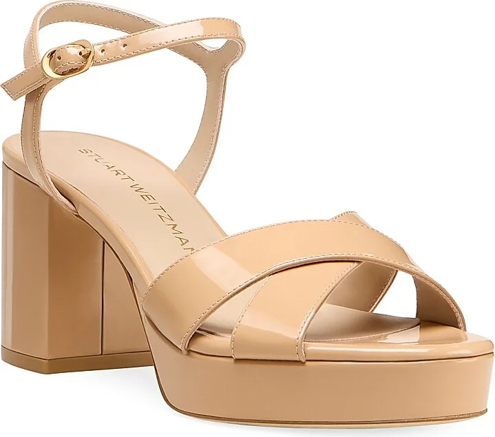 Women's Dayna 80MM Patent Leather Platform Sandals - Adobe - Size 10 - Image 2