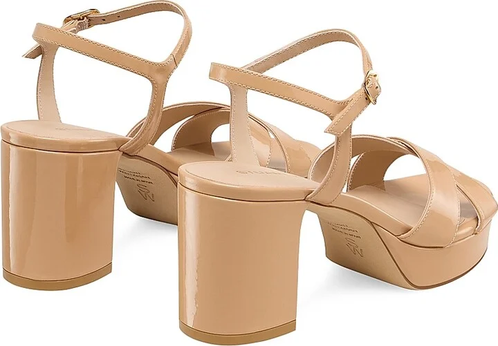 Women's Dayna 80MM Patent Leather Platform Sandals - Adobe - Size 10 - Image 3