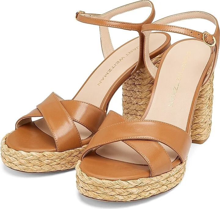 Women's Dayna 90MM Leather & Raffia Platform Sandals - Adobe Natural - Size 10 - Image 6
